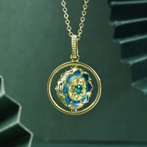 Gentle Focus, Worn Daily. Sterling Silver Lotus Flower Floral Zircon Enlightenment Rotatable Necklace Pendant by AetherFate