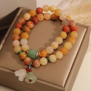 For When You Need Quiet Warmth | Tibet Golden Silk Jade Double Layer Bell Orchid Bracelet