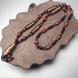 For When You Need Steady Presence | Nine-Eye Dzi Bead Red Agate Health Necklace