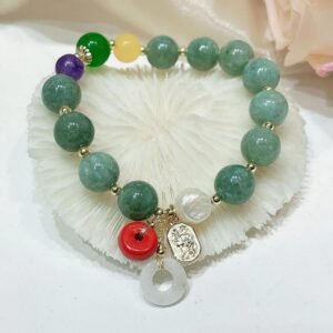 Quiet Wisdom, Worn Daily. Jade Red Agate Peace Buckle Charm Confidence Bracelet by AetherFate