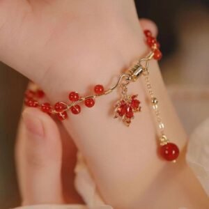 For When You Need Quiet Presence | Red Maple Leaf Charm Bracelet