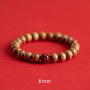 Quiet Grounding, Worn Daily. Peach Wood Lotus Cinnabar Bracelet by AetherFate