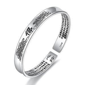 Quiet Connection, Worn Daily. Heart Sutra Mantra Lotus Peace Copper Cuff Bracelet Bangle by AetherFate