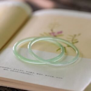 For When You Need Quiet Presence | Green Chalcedony Strength Courage Cuff Bangle Bracelet