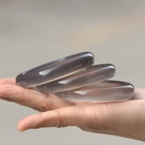 Quiet Presence, Worn Daily. Gray Chalcedony Harmony Bangle Bracelet by AetherFate