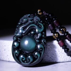 Inner Stillness, Worn Daily. Tibetan Positive Rainbow Obsidian PiXiu Necklace by AetherFate