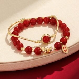 🔮 Exclusive: Red Agate Fu Bracelet Set