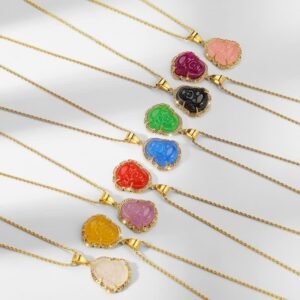 For When You Need Quiet Warmth | 18K Gold Filled Laughing Buddha Jade Necklace Chain Pendant