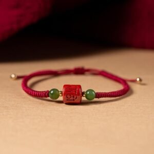 For When You Need Gentle Warmth | Tibetan Cinnabar Om Mani Padme Hum Engraved Blessing Braided Rope Bracelet