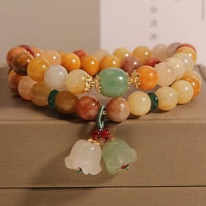 For When You Need Quiet Warmth | Tibet Golden Silk Jade Double Layer Bell Orchid Bracelet