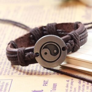 For When You Need Quiet Presence | Retro Yin Yang Leather Harmony String Bracelet