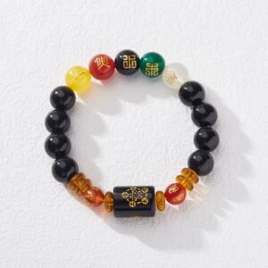 For When You Need Steady Presence | Five Elements Black Onyx Red Agate Wisdom Bracelet