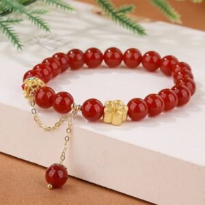 Red Agate White Agate Peach Blossom Self-acceptance Bracelet | Your Quiet Daily Anchor for Steady Presence | AetherFate