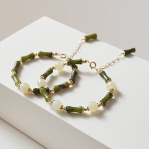 Glass Bead Bamboo Strength Chain Bracelet | Your Quiet Daily Anchor for Quiet Presence | AetherFate