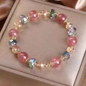 Strawberry Quartz & Crystal Bracelet | Your Quiet Daily Anchor for Soft Joy | AetherFate