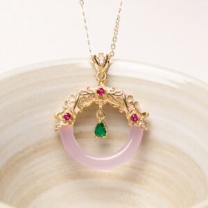 For When You Need Quiet Presence | Green Chalcedony Peace Buckle Design Strength Necklace Pendant