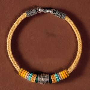 Gentle Focus, Worn Daily. Handmade Sterling Silver Tibetan Om Mani Padme Hum Purity Braided Bracelet by AetherFate