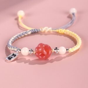 Yanyuan Agate Cat Claw Paw White Bodhi Seed Fu Character Positive Braided Rope Bracelet | Your Quiet Daily Anchor for Steady Presence | AetherFate