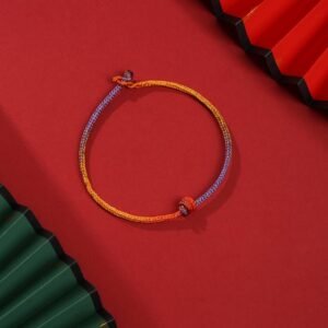 Quiet Warmth, Worn Daily. Handcrafted Colorful Purple Gold Red Braid Rope Bracelet by AetherFate