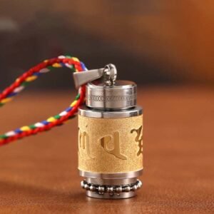 Quiet Presence, Worn Daily. Tibet Om Mani Padme Hum Shurangama Mantra Titanium Steel Wisdom Amulet Necklace Pendant by AetherFate