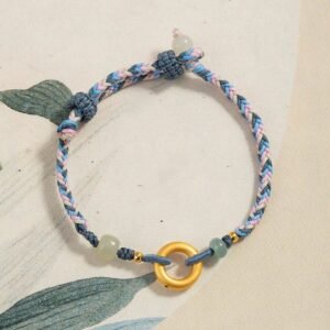 Gentle Focus, Worn Daily. 999 Sterling Silver Hetian Jade Knitted Hand Rope Health Bracelet by AetherFate