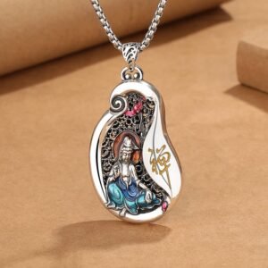 For When You Need Quiet Connection | Avalokitesvara Lotus Design Copper Necklace Pendant