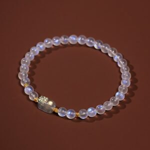Gentle Focus, Worn Daily. Sterling Silver Plated Gold Moonstone PiXiu Bracelet by AetherFate