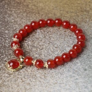 For When You Need Quiet Wisdom | Year of the Dragon Red Agate Jade Peace Buckle Fu Character Success Bracelet