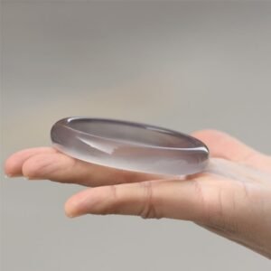 Quiet Presence, Worn Daily. Gray Chalcedony Harmony Bangle Bracelet by AetherFate