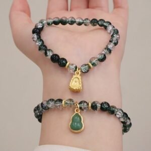 For When You Need Quiet Presence | Green Phantom Confidence Gourd Buddha Charm Bracelet