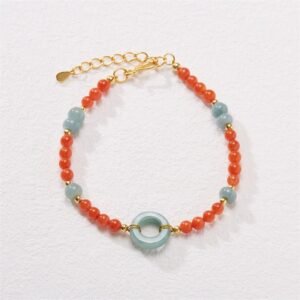 Sterling Silver Red Agate Jade Peace Buckle Confidence Bracelet | Your Quiet Daily Anchor for Gentle Focus | AetherFate