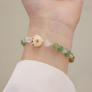 For When You Need Steady Presence | Green Agate Sun Stone Cat's Eye Bodhi Seed Cat Paw Support Bracelet