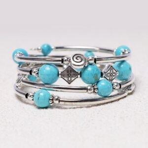 Gentle Serenity, Worn Daily. Tibetan Turquoise Balance Bracelet by AetherFate