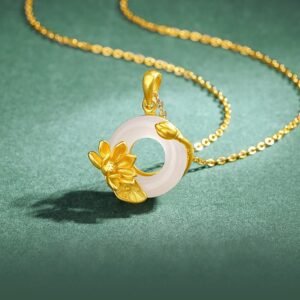 White Chalcedony Peace Buckle Lotus Pendant S925 Sterling Silver Necklace | Your Quiet Daily Anchor for Gentle Focus | AetherFate