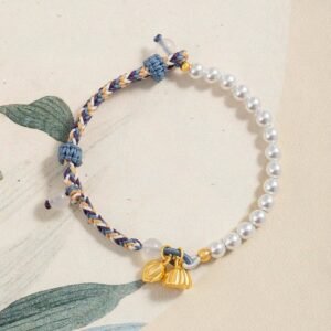 Gentle Focus, Worn Daily. Sterling Silver Lotus Pearl Colorful Rope Chalcedony Prosperity Bracelet by AetherFate