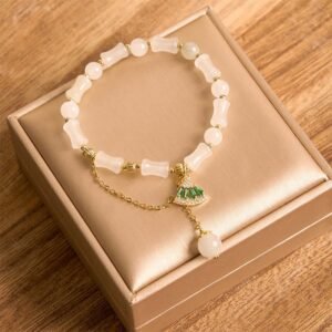For When You Need Quiet Wisdom | Tianshan White Jade Bamboo Pattern Blessing Bracelet
