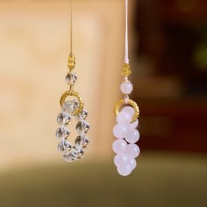Soft Elegance, Worn Daily. | White Crystal Pink Mobile Phone Chain by AetherFate