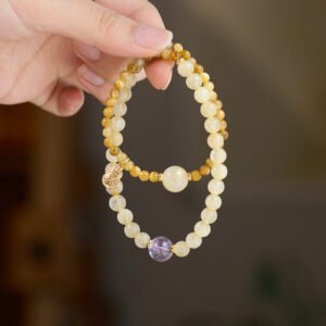 Wrist | Gold Tiger Eye Golden Rutilated Quartz Double Circle Bracelet