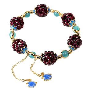 For When You Need Grounded Grace | Delicate Garnet and Tianhe Cloisonne Bracelet
