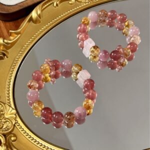 [Mulan] Original Natural Strawberry Crystal Yellow Tower Crystal Design Bracelet, Fashionable and Exquisite Women's Jewelry