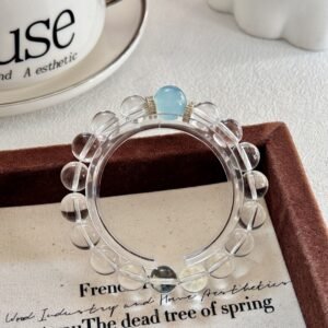 Gemstone Bracelet | Ice Blue Touches on Crisp White | AetherFate