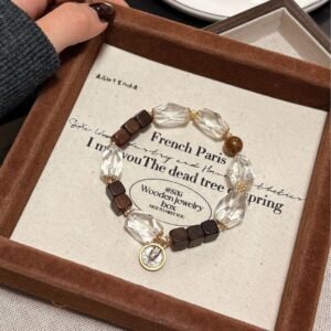 [Qiu Pu] Original Natural Agarwood White Crystal Retro Niche Bracelets, Personalized Men’S and Women’S Versatile Bracelets