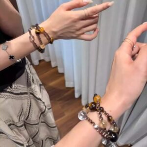 Tiger Eye Bracelet | Warm Earth Tones in Three Circles | AetherFate