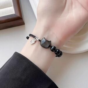 Black Obsidian Bracelet | Quiet Depth in a Woven Design | AetherFate