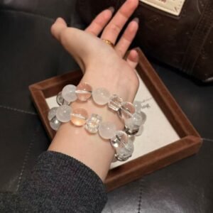 [Xueluo Orchid] Original Natural White Ghost White Crystal White Crystal Bracelet Fashionable Elegant Niche Women