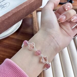 Blush Quartz Bracelet | Gentle Light Through Soft Petals | AetherFate