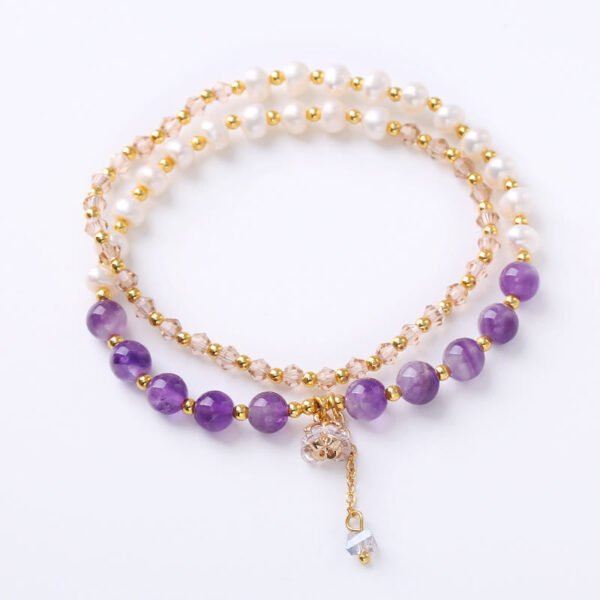 Strawberry Quartz and Aquamarine Bracelet – view 3