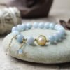 Quiet Calm, Worn Daily. Aquamarine Charm Bracelet