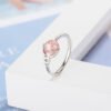 Soft Pink Rose Quartz and Crystal Ring – view 7