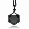 Black Obsidian Pendant Necklace on Cotton Cord – view 8